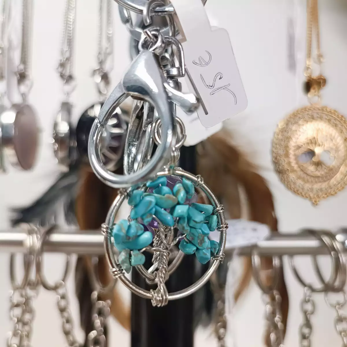 Porte clé Arbre de vie Turquoise ou Améthyste