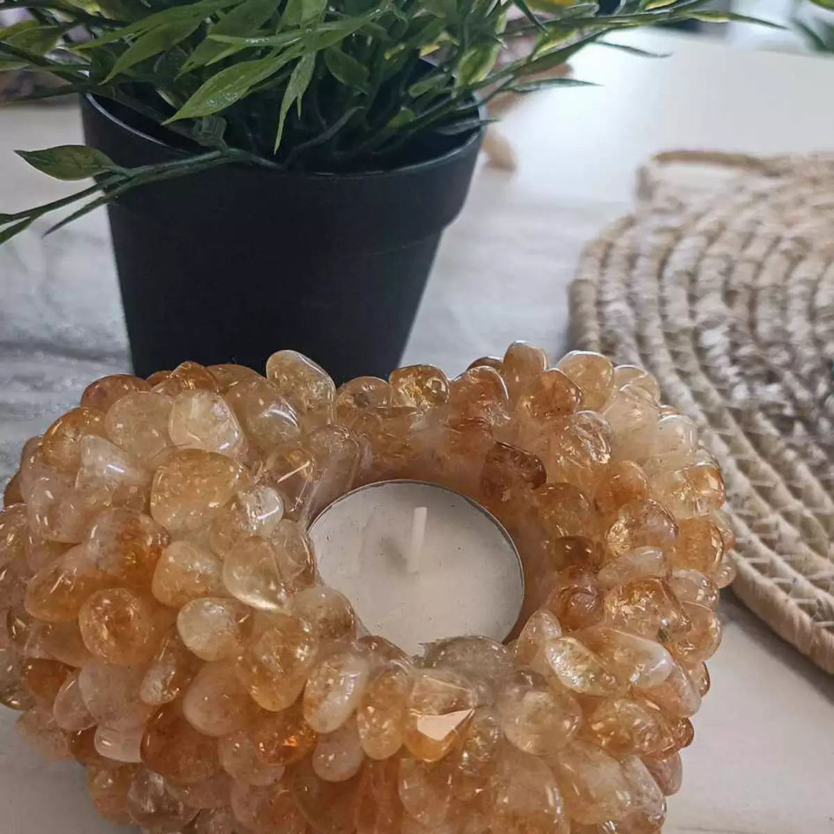 Bougeoir Citrine naturelle